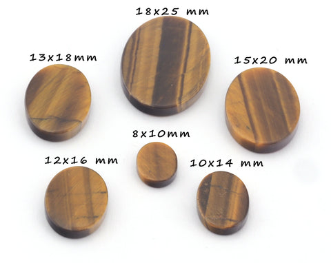 Tiger's Eye Oval Coin Gemstone Cabochons