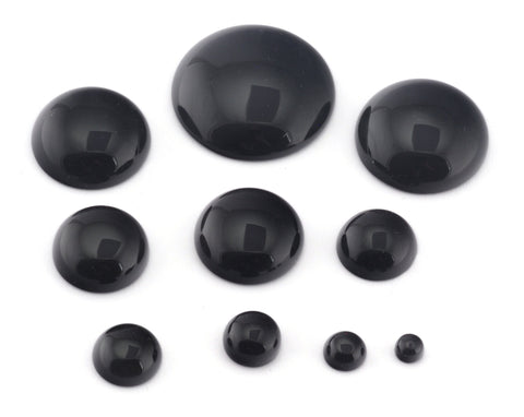 Black Onyx Round Cabochons Flat Back Gemstones