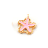 StarFish Stars Colorful Charms Beads Enamel Shiny Gold Plated Charms 13.5mm findings 1424-6