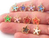 StarFish Stars Colorful Charms Beads Enamel Shiny Gold Plated Charms 13.5mm findings 1424-6