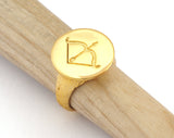 Bow Sagittarius Ring Horoscope Bark Textured Band Round Ring Adjustable Shiny gold plated brass (5 - 8.5US inner size) OZ4861