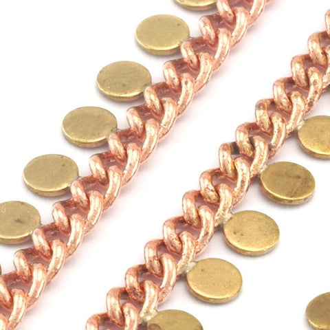 Round drop (3mm) curb anklet chain raw brass soldered chain 1606