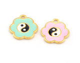 Daisy Ying Yang Opposites Enamel Charms Gold Plated Charms 19mm 1429