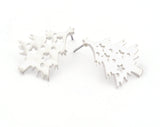Decorated Pine Tree Winter Earring Stud Post Shiny Silver Plated Brass 23x18mm Earring Blanks 4869