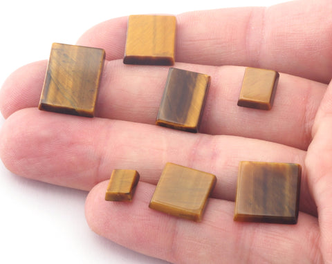 Tiger's Eye Rectangle Square Inclined Edge Gemstone Cabochons
