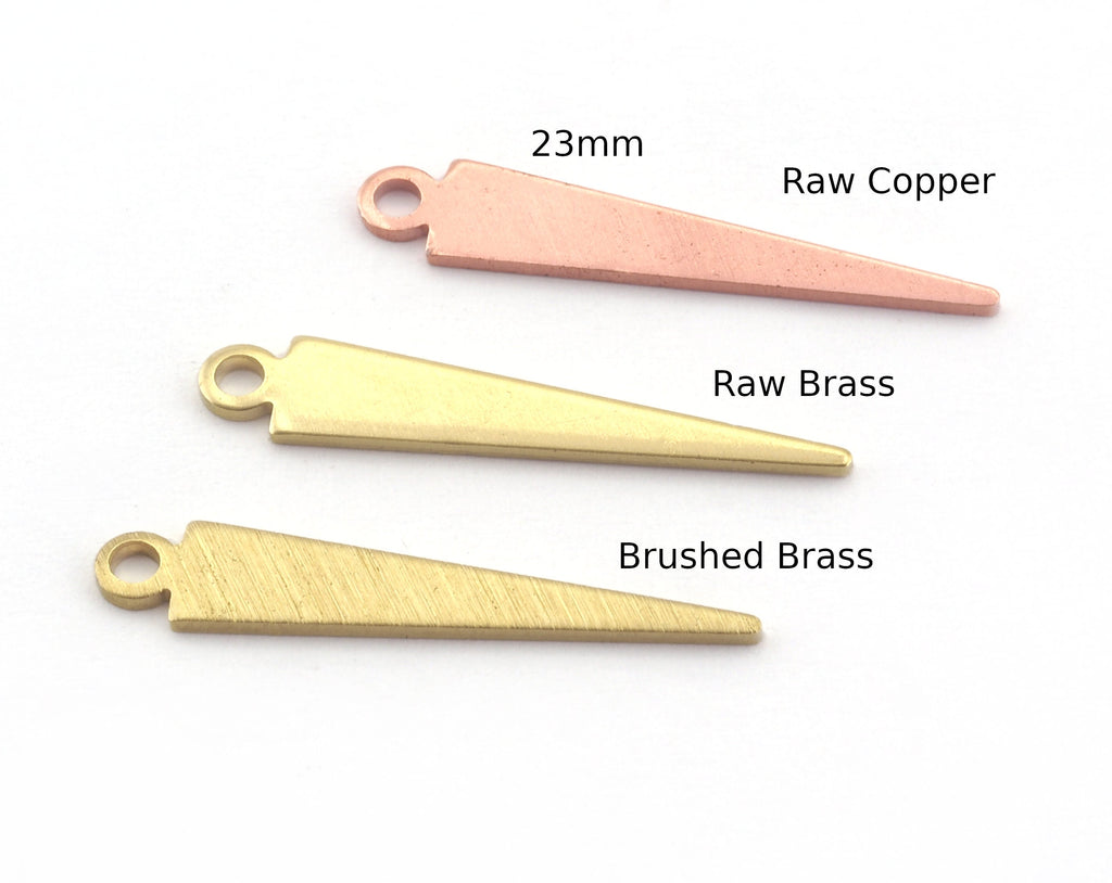 Triangle raw brass - Copper - Brushed 23x4.5mm 1 hole charms findings 4894-40