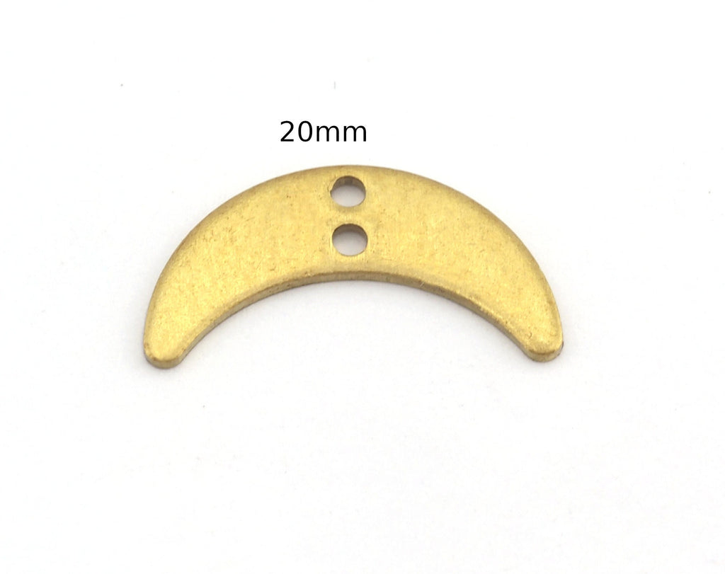 Crescent Moon 20mm 2 hole Raw Brass Charms Findings Stampings 4953 - 75