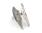 Wings Adjustable Ring Antique silver plated brass (17mm 7US inner size) OZ2608