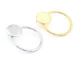 Pair Hoop Round Gold Silver Earring Post Gold Tone, Shiny silver tone 47x38mm s255