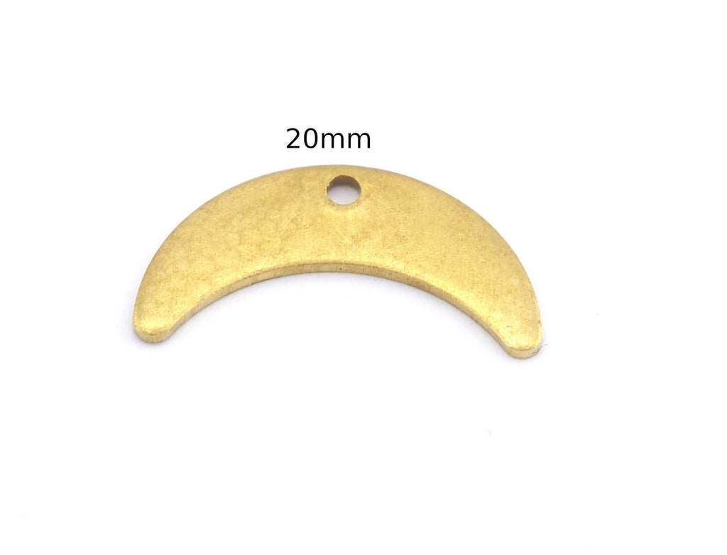 Crescent Moon 20mm 1 hole Raw Brass Charms Findings Stampings 4953 - 75