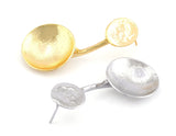 Pair Discs Round Earring Post Gold Tone, Shiny silver tone 49x22mm (20mm blank) 4969