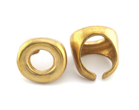 Round Adjustable Ring Raw brass (16.5mm 6US inner size) OZ3250 ring24