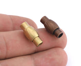Leather cord (Both side magnetic STRONG) clasp connector Raw, Antique Copper plated brass solid brass 20x9mm (4.5mm 1.77"  Hole)  MCL4 4973