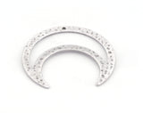 Hammered Crescent Charms Antique Silver Plated Brass 42x39mm 0.8mm thickness Findings  OZ3774-385