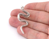 Snake Animals Earring Post Shiny Gold Tone, Shiny Silver Plated , Antique Silver Plated  45x22mm OZ5040