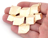 Cubes Connector Charms Pendant Shiny Gold Tone 63x60mm 4990