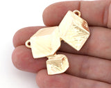 Cubes Connector Charms Pendant Shiny Gold Tone 41x32mm 5007