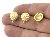 Tennis ball , Shell Earring Stud Post with dangle loop  Raw Brass 16x13 mm Earring  Blanks 5181