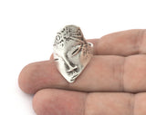 Mythological Face Adjustable Ring Raw brass - Antique Silver - Shiny Gold Plated (16.5mm 6US inner size) Oz3697