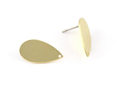 Drop, Hole Stud Earring Post Raw Brass 20x11 mm Earring Blanks 5183