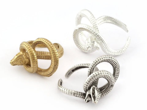 Entangled Snake Ring Adjustable Raw brass, Shiny Silver, Antique silver (18mm 8US inner size) 5245