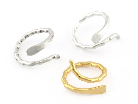 Tail Ring Adjustable Shiny Gold Plated, Shiny Silver, Antique silver (17mm 7US inner size) 5246