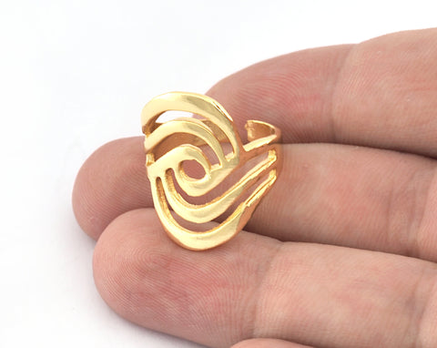 Eye Swirl Ring Adjustable brass, Shiny gold plated (18mm 8US inner size) 5260