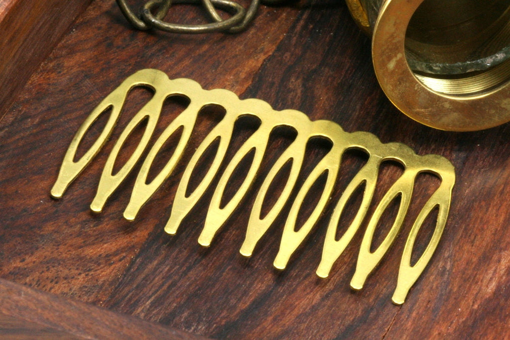 Raw Brass comb hairpin 59x36mm 2 5/16"x1 3/8" finding 1925