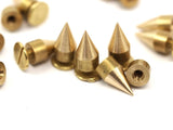 5 pcs Raw Brass Spike stud (7x13mm) with Brass bolt  455