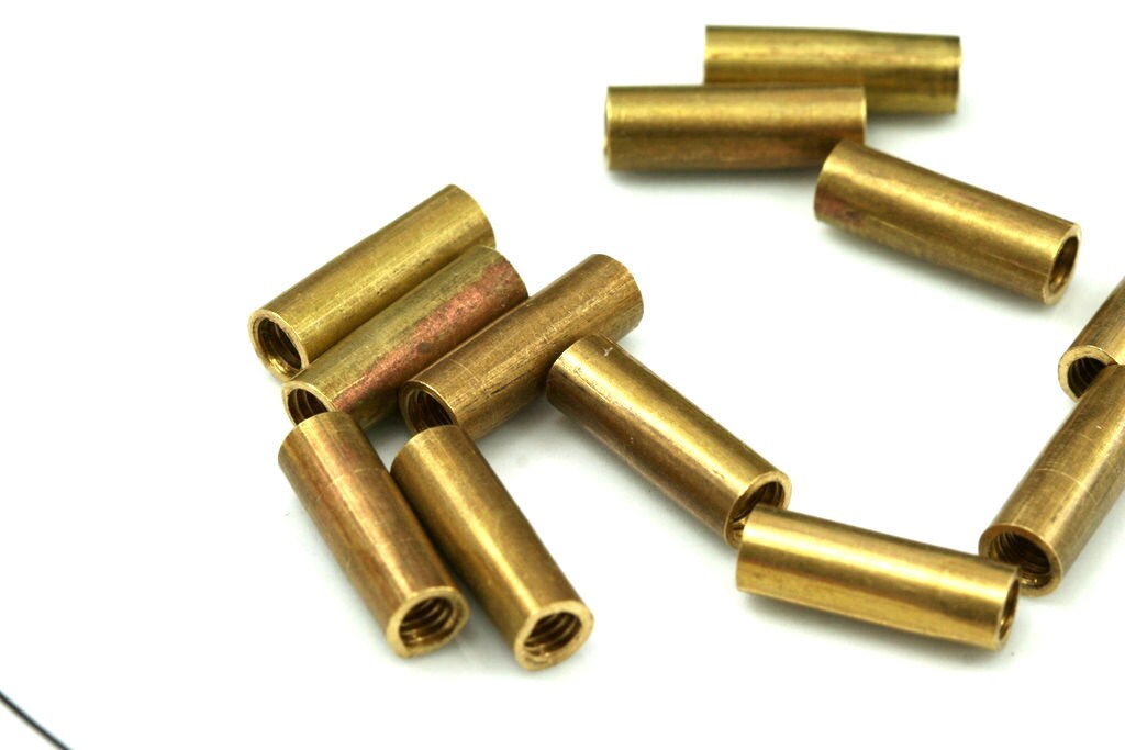 10 Pcs Raw Brass Tube 15x5mm (M4 Thread )  industrial brass Charms,Pendant,Findings spacer bead 506