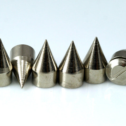 Screw back Spikes 5 pcs Nickel plated  Brass Spike Tribal Pendant (7x13mm) with Brass bolt pendulum 455