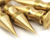 Screwback cone spike raw brass spike (7x24mm) with brass bolt 623