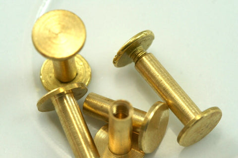 chicago screw 16x9mm raw brass studs, screw rivets, / concho screw, 1/8" bolt CSC15 046