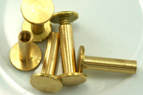 chicago screw / concho screw, 13x9mm raw brass studs, screw rivets, 1/8" bolt CSC12 045