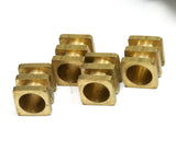 10 pcs   Raw Brass Cube 10x12mm (hole 4.6mm 7.6mm) industrial brass decorative cord end beads, hanging metal beads ENC8 N177