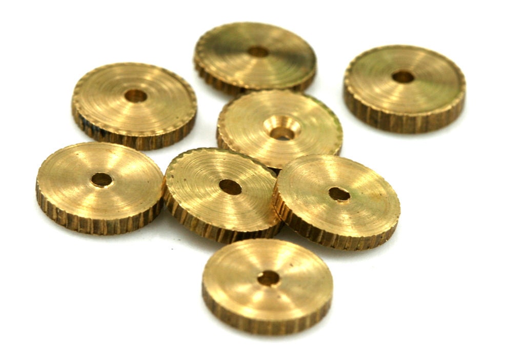 Corrugated Spacer Beads Retro, 1.5x10mm Solid Raw Brass 1,5mm hole bab1.5 OZ1832