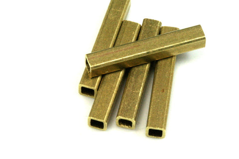 5 pcs raw brass 4x25mm 5/32x1 inch square tube spacer finding industrial design 1752