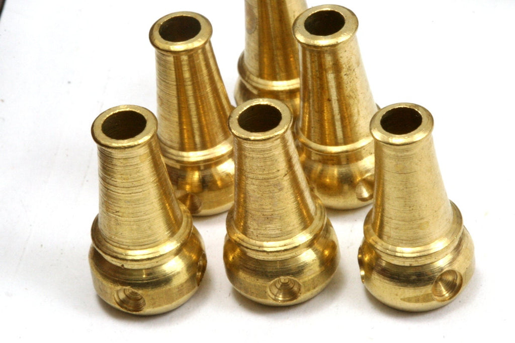 5 pcs Raw Brass decorative cord end beads, 20x11mm (hole 6mm 4mm) hanging metal beads ENC6 1717