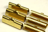 30 pcs 6x19mm Raw Brass Ribbon Crimp Ends, Raw Brass Ribbon Crimp End, Ribbon Crimp Ends cap, with loop Findings R23 1781