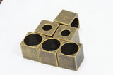 Cube end cap antique yellow tone brass 8x8mm (hole 7.3mm 3,8mm) decorative cord end beads, hanging metal beads ENC7 2582