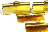 10 pcs 25x10mm Raw Brass Ribbon Crimp Ends, Raw Brass Ribbon Crimp End, Ribbon Crimp Ends cap, with loop Findings 230R-B
