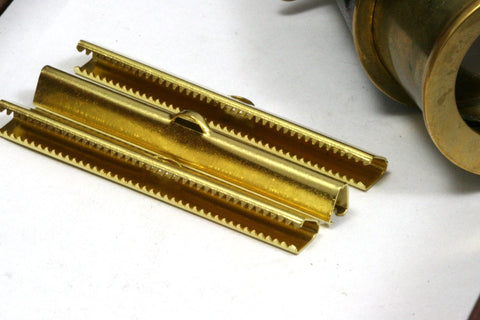 10 pcs 6x50mm Raw Brass Ribbon Crimp Ends, Raw Brass Ribbon Crimp End, Ribbon Crimp Ends cap, with loop Findings R032-6B 1785