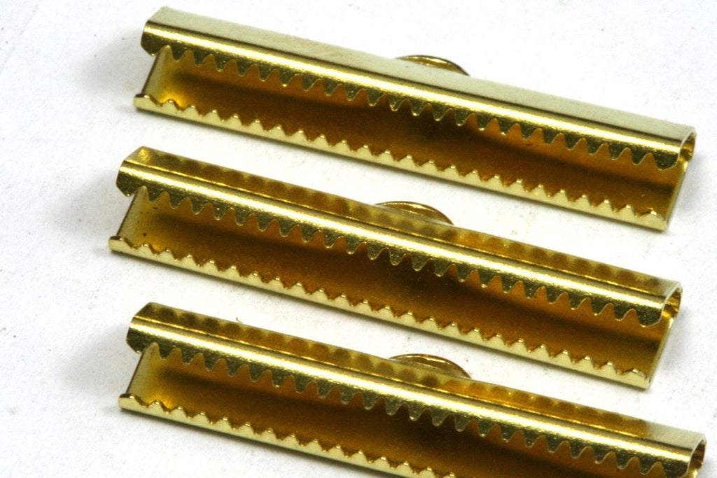 15 pcs 6x30mm Raw Brass Ribbon Crimp Ends, Raw Brass Ribbon Crimp End, Ribbon Crimp Ends cap, with loop Findings R922 1783