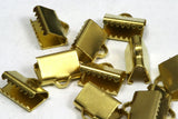 30 pcs 6x15mm Raw Brass Ribbon Crimp Ends, Raw Brass Ribbon Crimp End, Ribbon Crimp Ends cap, with loop Findings R123 1780