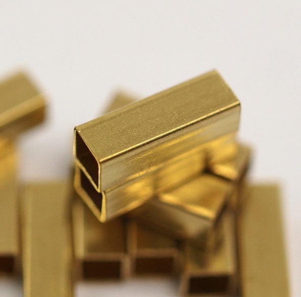 125 Pcs Raw Brass Square Tube 12x4mm (hole 3.4mm) industrial brass Charms,Pendant,Findings spacer bead E124S41
