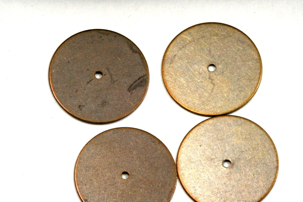30 pcs antique copper tone brass 20mm circle tag middle hole charms, findings 63AB-40