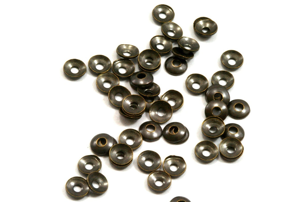 Antique brass Tone Brass 4.5mm Cambered Circle tag middle hole Charms ,Findings, Bead caps 103AB-12 tmlp