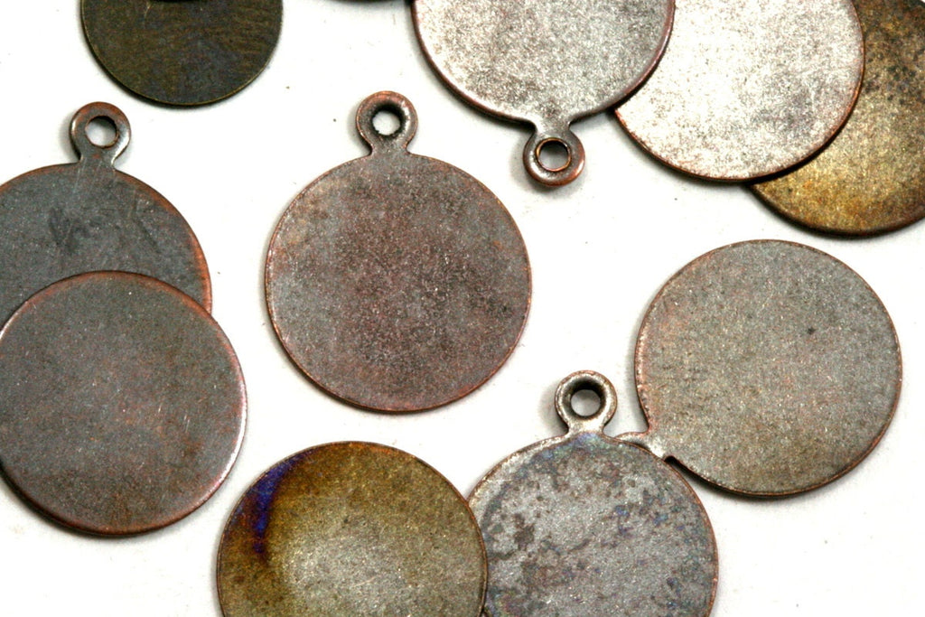 30 Pcs Antique copper Tone Brass 16mm Circle tag Charms ,Findings 89AC-27