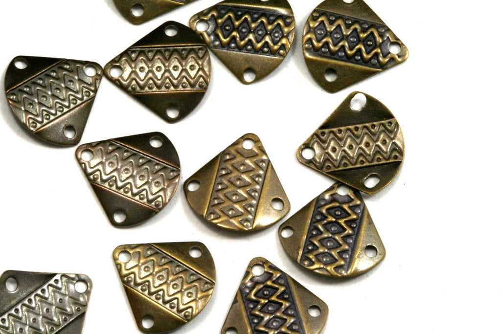 100 pcs antique brass tone brass 16mm triangle 3 hole connector charms ,findings 645A-34