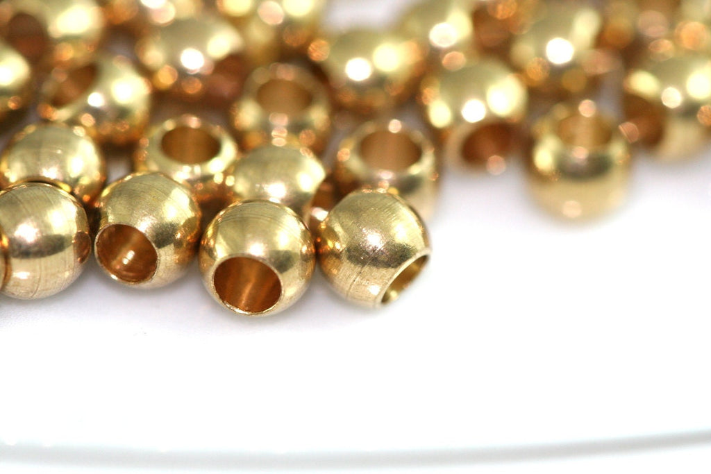 50 pcs 4mm (hole12 gauge 2mm) raw solid brass spacer bead , findings bab2 1456